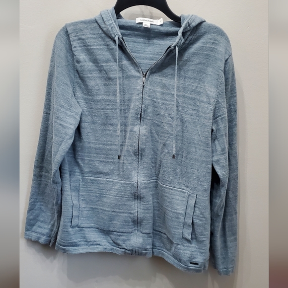 CALVIN KLEIN COMFY BLUE ZIP UP HOODIE - Picture 1 of 5